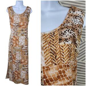 Vintage 90s Slip Dress Size Medium 8/10 Animal Print Maxi Long Zebra Alligator
